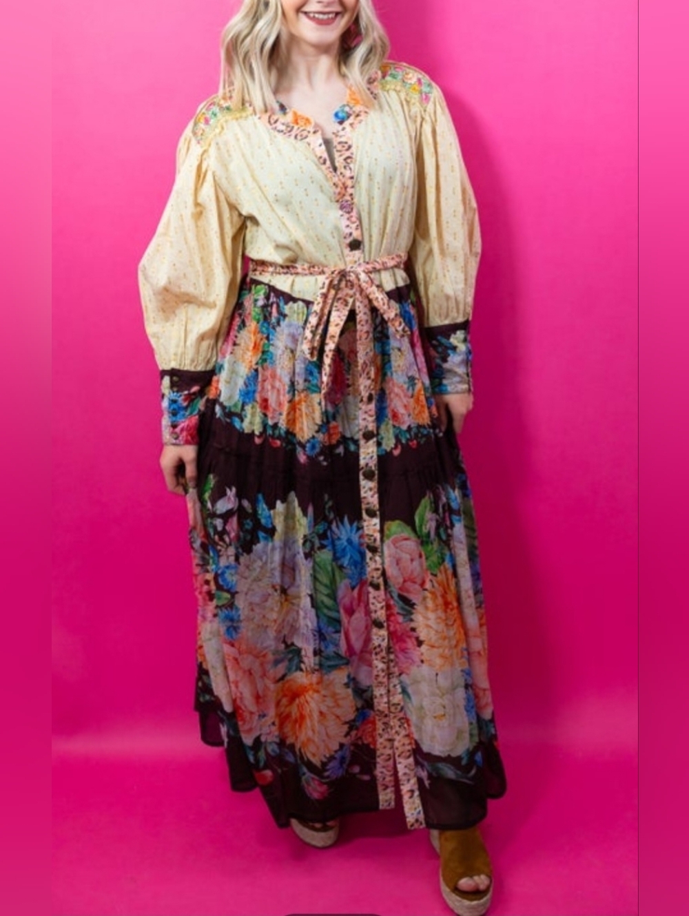 Aratta Floral Dreams Maxi Dress with Brown - Picture 4 of 10